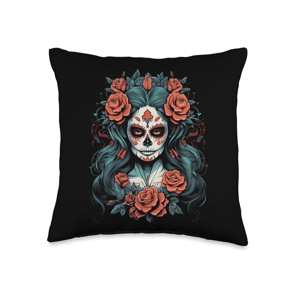 Other - 8058 Floral Mexican Beauty Day of The Dead Dia De Muertos Throw Pillow